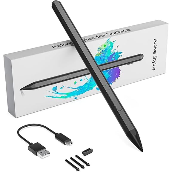 Surface Pen - Surface Pro Pen Stylus for Surface Pro 11/9/10/8/X/7/6/5/4/3, USB-C Fast Charge, Draw or Write Like on Paper, Surface Pro 11 Copilot Pen for Surface Go 2/3/4/Book/Laptop/Studio