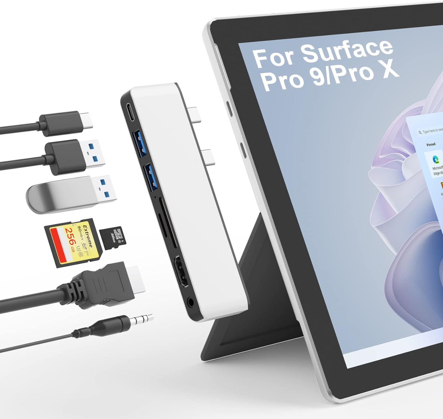 Surface Pro 9 Docking Station with 4k HDMI, USB C Thunerdbolt 4(Display+PD Charging+Data), USB 3