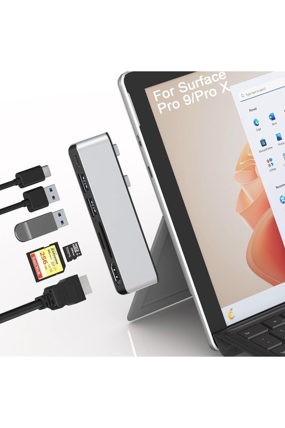 Surface Pro 9 Hub Docking Station with 4K HDMI, USB-C Thunerbolt 4(Video+Data+100W Charge), 2X USB3.0, SD+TF Card Slot, Triple Display(Surface Pro9+HDMI+USB C) for Microsoft Surface Pro 9/Pro X