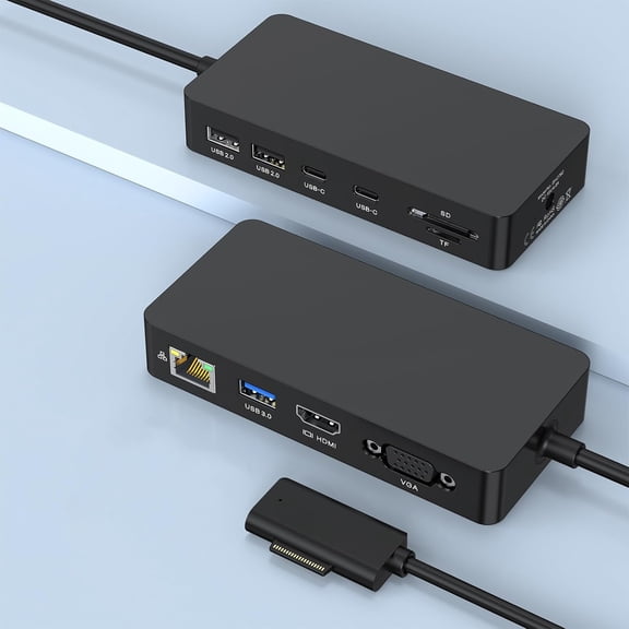 Surface Pro Docking Station with Power Adapter 11-in-1 Surface Dock Dual Displays 4K HDMI+VGA Sur face Docking Station for Sur face Pro 11/10/9/8/X/7/7+/6/5/4/3 Sur face Book/Laptop/Go