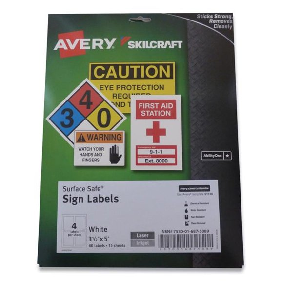 Surface Safe Sign Label White - 3.5 x 5 in.