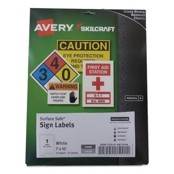 Surface Safe Sign Label White - 7 x 10 in.
