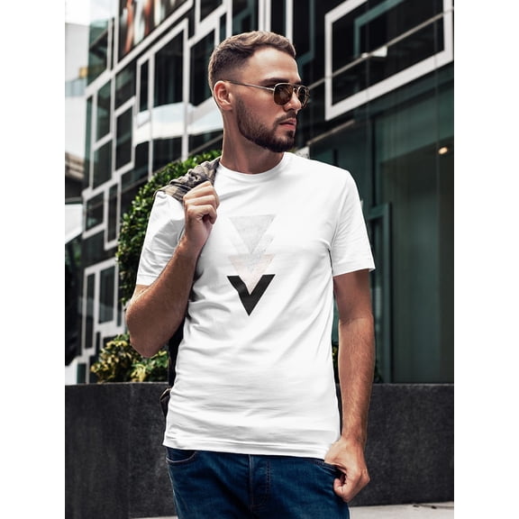 Surface Texture Triangle Pattern Graphic Men White T-Shirt, Male x-Large