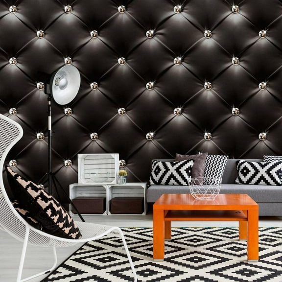 Surface Texture Wallpaper Wall Mural - Black Glam Chesterfield Pattern