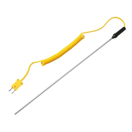 Surface Thermocouple 12" Probe K Type Coiled Wire 50 to 650C for Temperature Senor Measurement