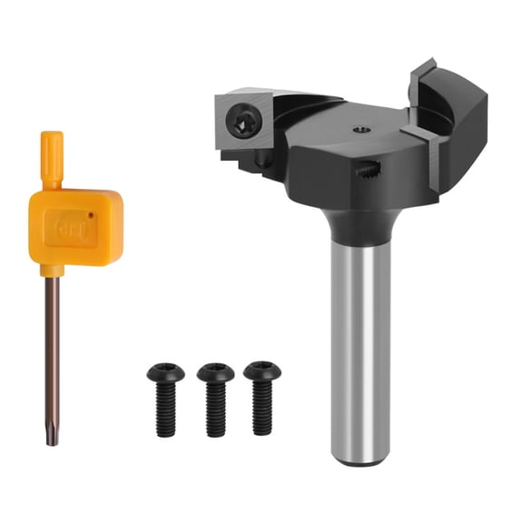 Surfacing Insert-Style Router Bits 1/2" 8mm 12mm Shank Milling Cutter 3-blade for T Type ReplaceableB1adePlaning Bit C