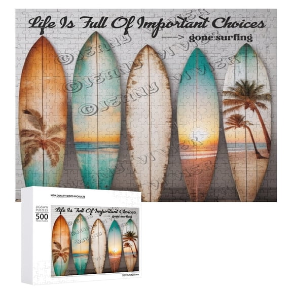 Surfboard 500 Piece Jigsaw Puzzle for Adults,500 pc Large Piece Jigsaw,Cool Puzzle Brain Teaser, Fun Challenging Brain Exercise Family Game Creative Gift for Friends