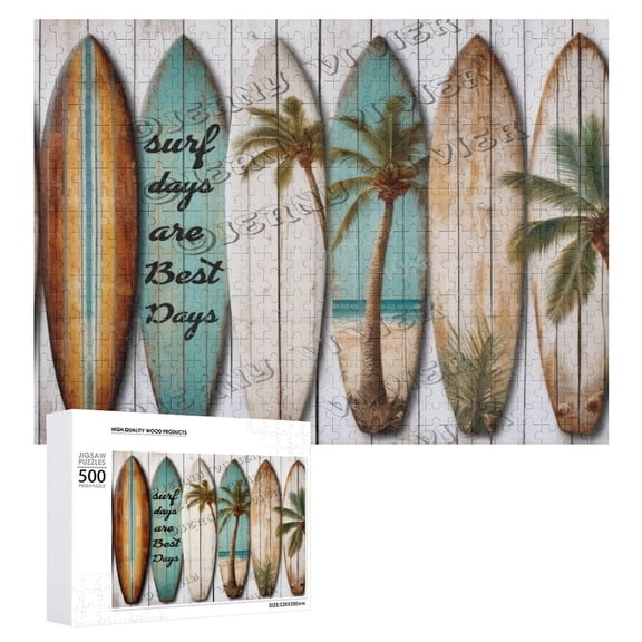Surfboard 500 Piece Jigsaw Puzzle for Adults,500 pc Large Piece Jigsaw,Fun Challenging Brain Exercise Family Game Creative Gift for Friends Parents Grandparents