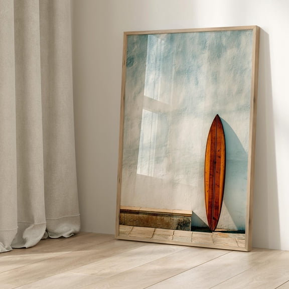 Surfboard Beach Ocean Beachy Minimalist Modern Art Coastal Room Decor Surf Wall Art Surfing, Unframed Poster