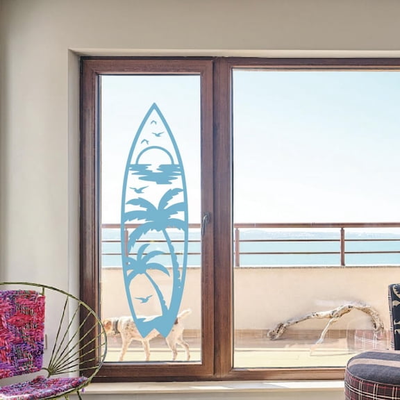 Surfboard Coconut Tree Wall Stickers Surfboard Wall Decor Summer Sticker with Coconut Tree Vinyl Art Decals for DIY Making