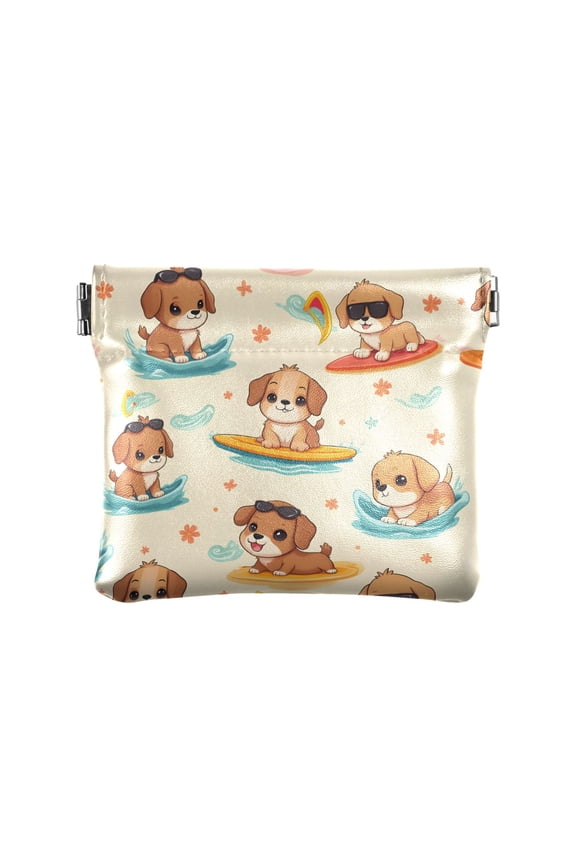 Surfboard Dog Wallet Small PU Leather Change Pouch Wallet for Women