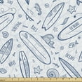 thumbnail image 1 of Ambesonne Surfboard Fabric by the Yard Upholstery, Doodle Summertime, 1 Yard, Petrol Blue Slate Blue, 1 of 4
