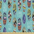 thumbnail image 1 of Surfboard Fabric by the Yard Upholstery, Aloha Hawaii Live Free Ocean Water Sports Inspired Pattern Coastal Inspirations, Decorative Fabric for DIY and Home Accents, 10 Yards, Multicolor by Ambesonne, 1 of 4