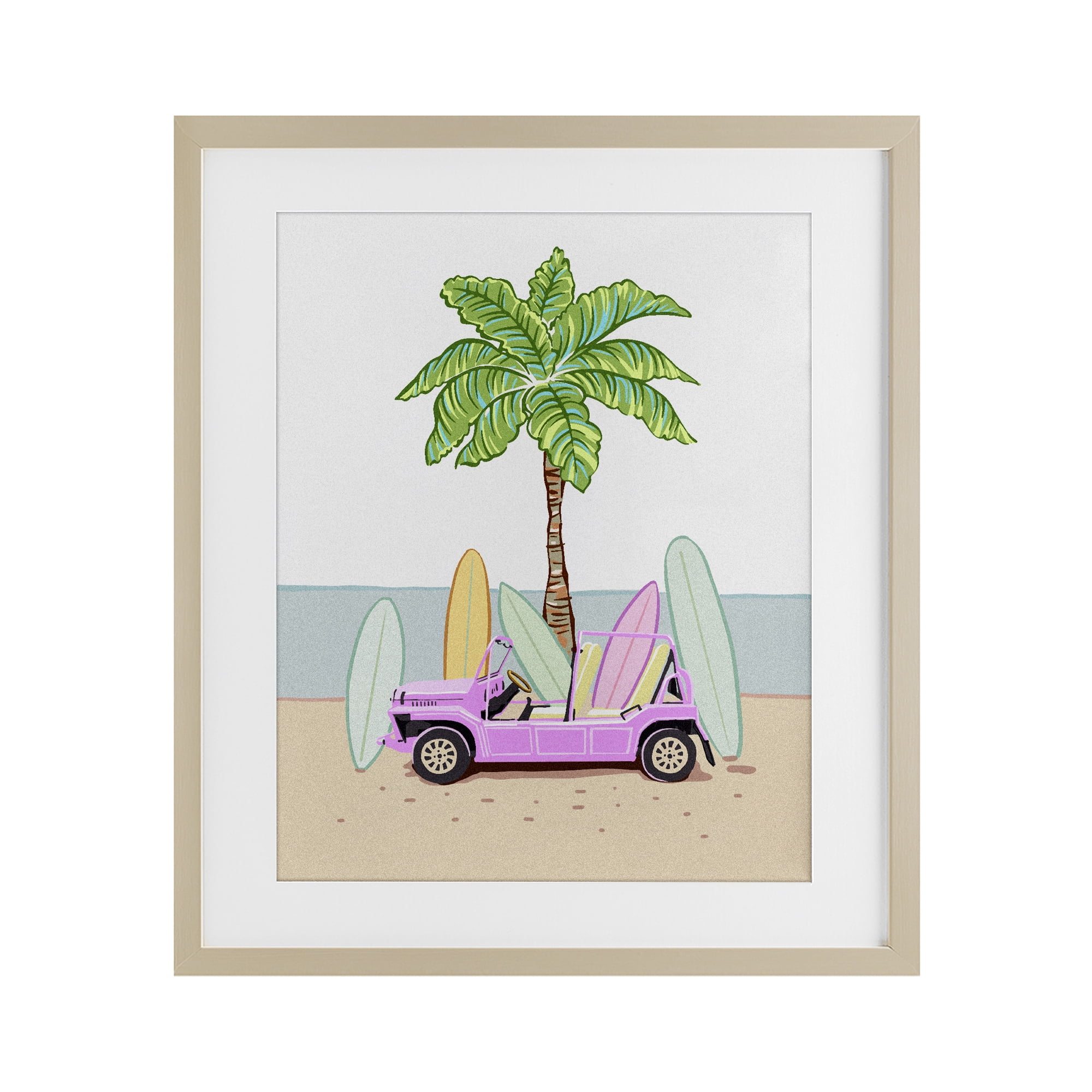 Surfboard Filled Car Birch Framed Print Under Glass, design by Ziwei Li