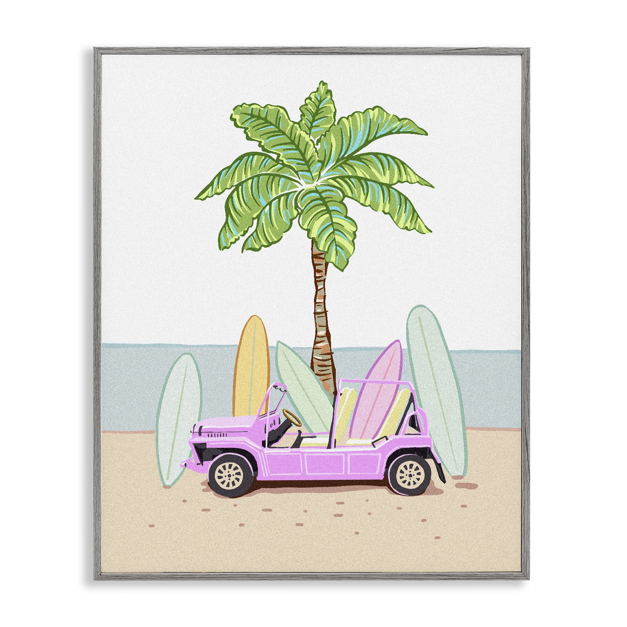 Surfboard Filled Car Gray Framed Giclee Art, design by Ziwei Li