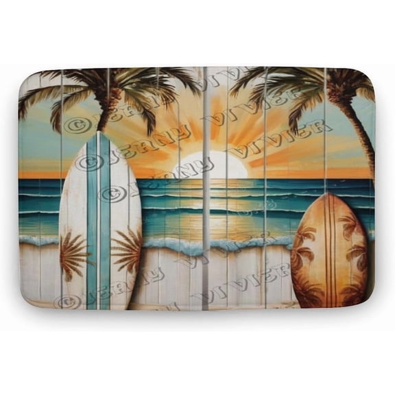 Surfboard Flannel Bathroom Rug 16""x24"" Bath Rug Beach Surf Bath Mat Surfing Lovers Gifts Non Slip Backing Washable Floor Comfortable Rug for Home Office, Doormat 11