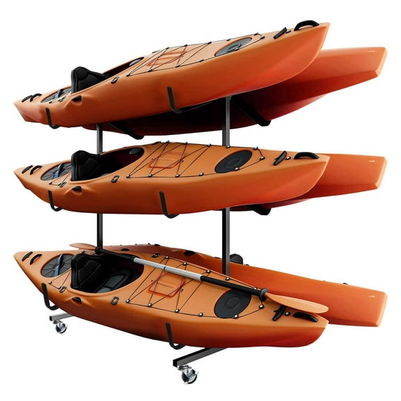 Surfboard & Kayak Vertical Storage Rack - Space-Efficient 6-Unit Dock/Garage Organizer