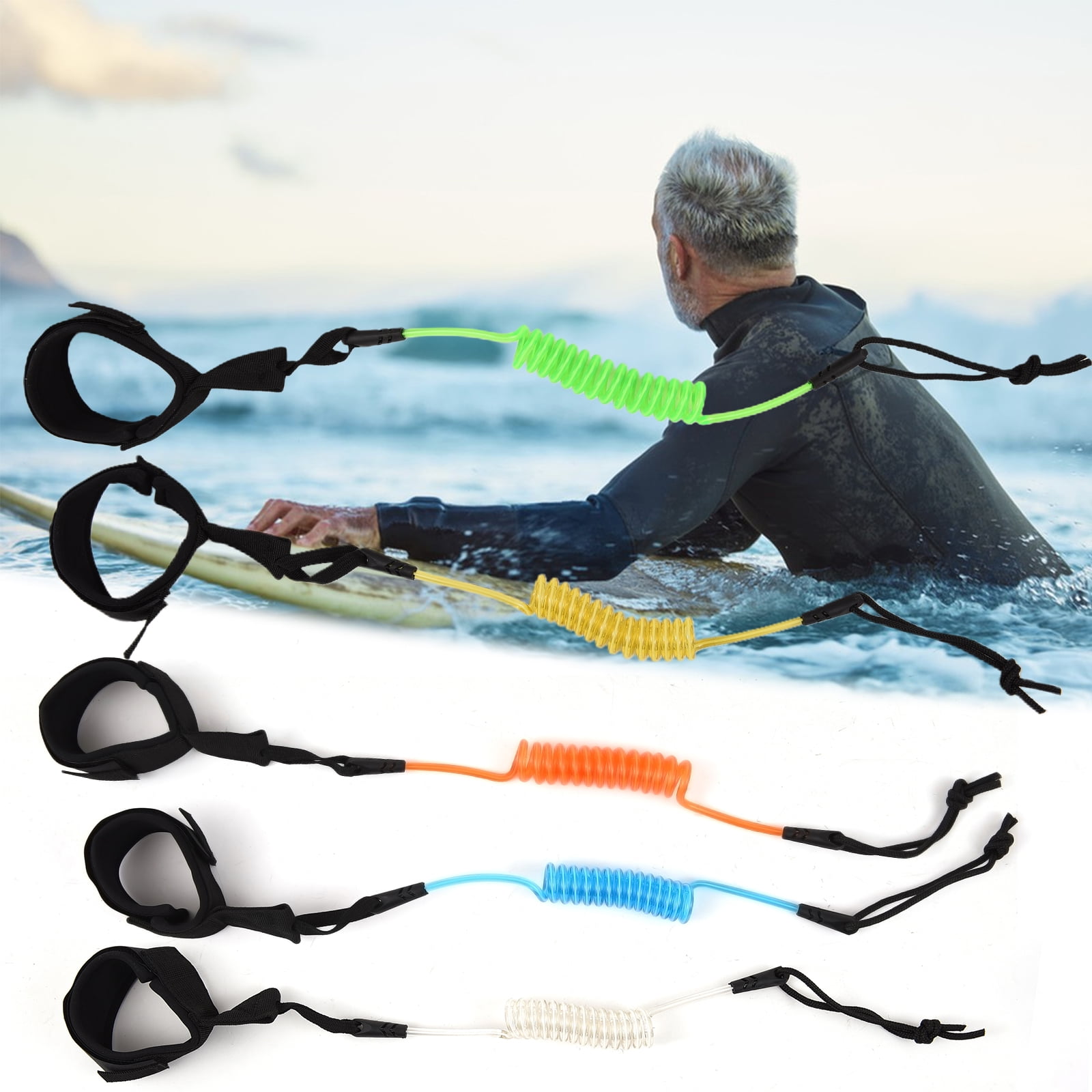 Surfboard Leash,1.2m/ 4ft Coiled Rope Safety Paddle Ankle Coiled Rope ...