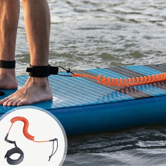 Surfboard Leash Coiled 6ft-10ft - TPU Elastic Leg Rope for Surfing SUP Paddle Board, Stretchable Ankle Strap with Soft Padding, Corrosion Resistant Safety Leash for Surfers