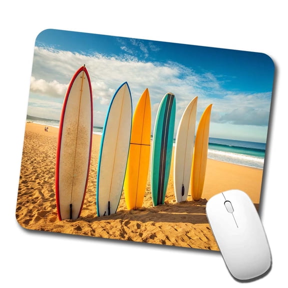 Surfboard Lineup On Beach Mouse Pad Low Profile Gaming Mat