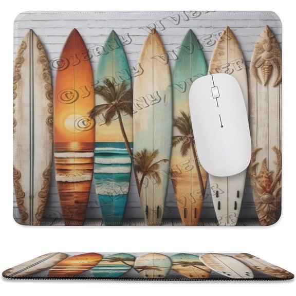 Surfboard Mouse Pad with Stitched Edge,Non-Slip Rubber Base,Premium-Textured, Gaming Mouse Pad for Wireless Mouse,Computers,Laptop,Office,Beach Themed 10"x12"