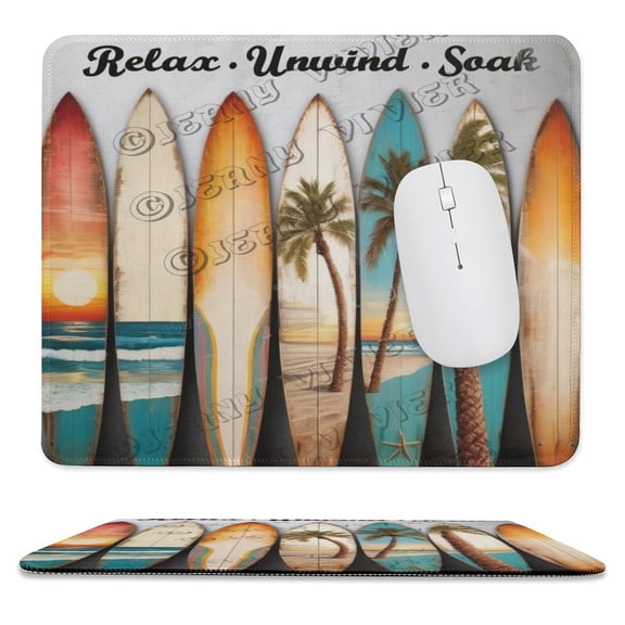 Surfboard Mouse Pad With Stitched Edge,Non-Slip Rubber Base,Premium-Textured, Gaming Mouse Pad for Wireless Mouse,Computers,Laptop,Office, Summer Themed 10"x12"