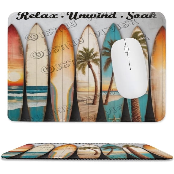 Surfboard Mouse Pad with Stitched Edge,Non-Slip Rubber Base,Premium-Textured, Gaming Mouse Pad for Wireless Mouse,Computers,Laptop,Office, Summer Themed 8"x10"