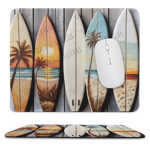 Surfboard Mouse Pad with Stitched Edge, Comfortable Mouse Pads with Non-Slip Rubber Base, Easy Gliding, Portable 10"x12"