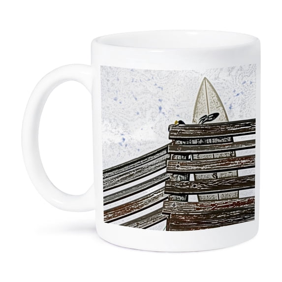 3dRose, surfboard on dock abstract sketch , 15oz Mug