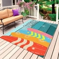 thumbnail image 1 of Surfboard Outdoor Rug for Patio/Deck/Porch, Non-Slip Large Area Rug 4 x 6 Ft, Summer Starfish Palm Leaf Wood Grain Blue Indoor Outdoor Rugs Washable Area Rugs, Reversible Camping Rug Carpet Runner, 1 of 8