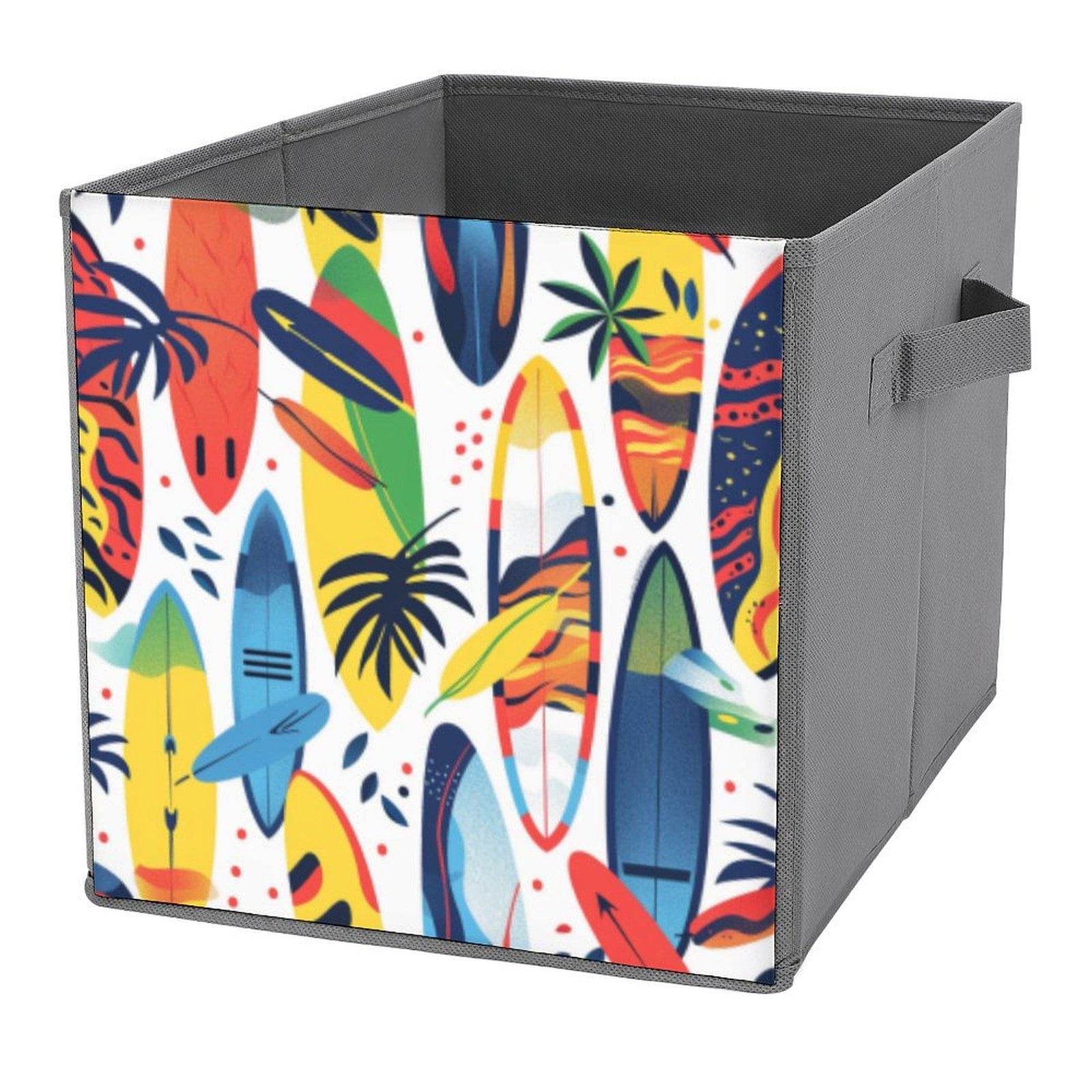 Surfboard Pattern2Storage Box With Easy Carry Handle Collapsible Storage Bins Portable Open Home Storage Bins Closet Organizers Box For