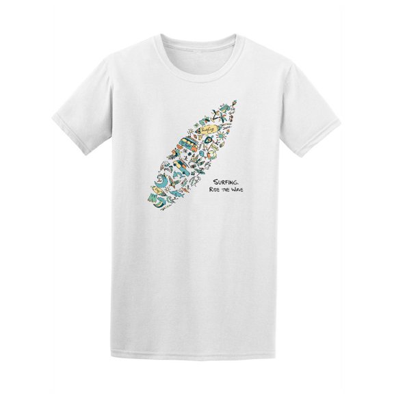 Surfboard Ride The Wave Doodle Graphic Tee - Image by Shutterstock