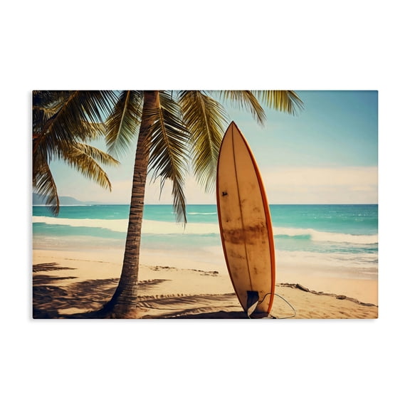 Stupell Industries Surfboard Standing Near Shore Canvas Wall Art, design by LSR Design Studio, 24 x 36
