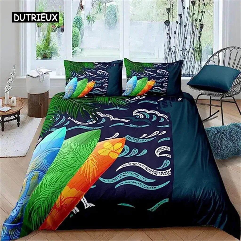 Surfboard Summer Sea Surfing Theme Duvet Cover Ocean Theme Bedding Set