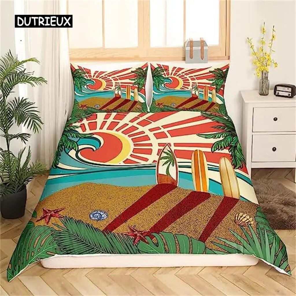 Surfboard Summer Sea Surfing Theme Duvet Cover Ocean Theme Bedding Set