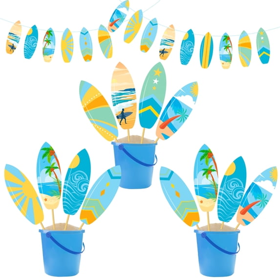 Pool Party Pets Surfboard Theme Party Centerpiece Sticks 18pcs Summer Beach Party Decor ...