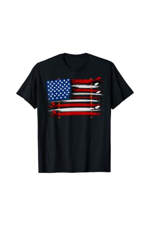 Surfboard USA American Flag Vintage Surfing Surf Surfer Dude T-Shirt
