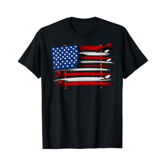 Surfboard USA American Flag Vintage Surfing Surf Surfer Dude T-Shirt