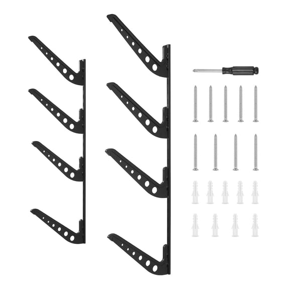 Surfboard Wall Mount 4 Tier - Horizontal Rack for Surfboard Storage & Display - Adjustable Metal Board Stand Organizer - Snowboard, Ski, Shortboard Holder