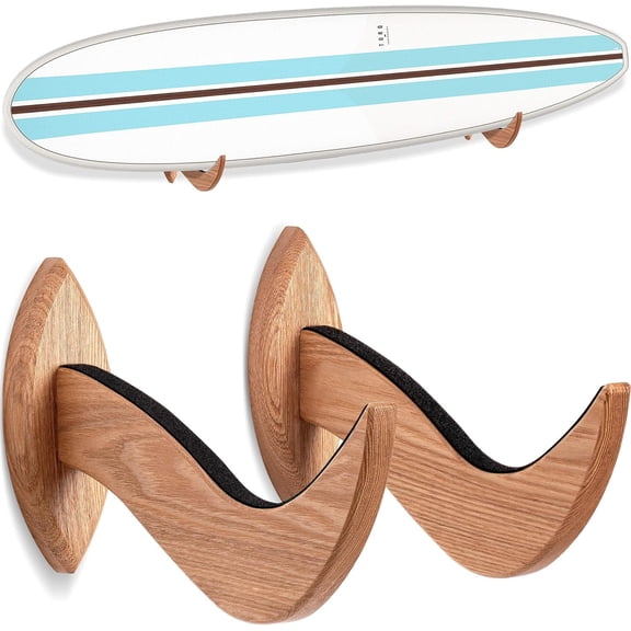 Surfboard Wall Mount - Surf Board Hangers, Mount, Beautiful Sustainable Wooden Rack, Perfect to Display Your Board, Racks, Horizontal Hanger, Surfing Accessories