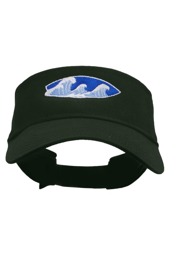 Surfboard Waves Embroidered Cotton Twill Sun Visor - Dk Green OSFM