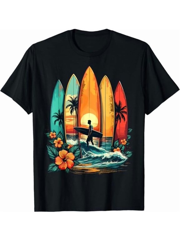 Surfboarder Hawaii Wave Surfing Beach Surfer Gift Apparel T-Shirt, Size S-5XL