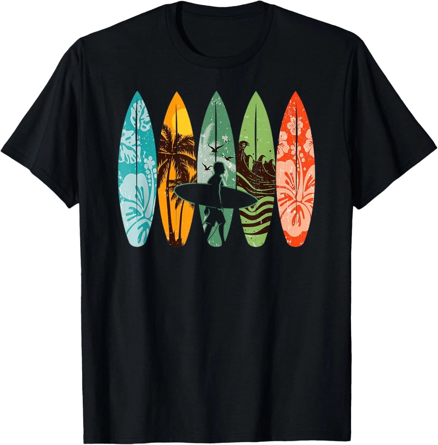 Surfboarder Hawaii Wave Surfing Surfboard Lover Tropical Beach Unisex T-Shirt, S - 5XL