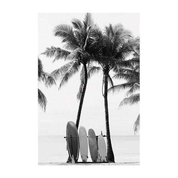 Surfboards Bw Print Wall Art, Modern Wall Decor For Living Room Bedroom, 24x36 UNFRAMED
