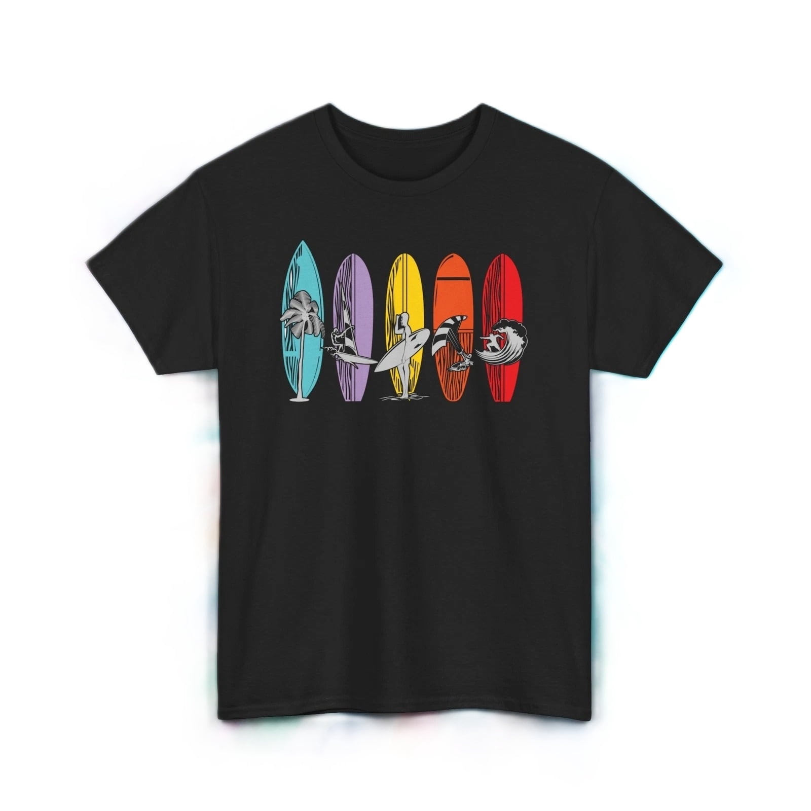 Surfboards Graphic T-Shirt, Colorful Surfing Beach Tee Shirt