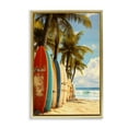 thumbnail image 1 of Stupell Industries Surfboards In Line with Palms Gold Framed Floater Canvas Wall Art, design by LSR Design Studio, 25 x 17, 1 of 9