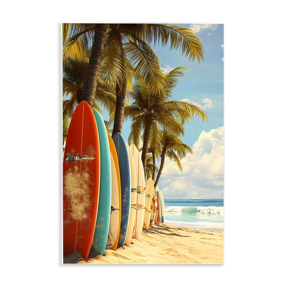Stupell Industries Surfboards In Line with Palms Wall Plaque Art, design by LSR Design Studio, 19 x 13