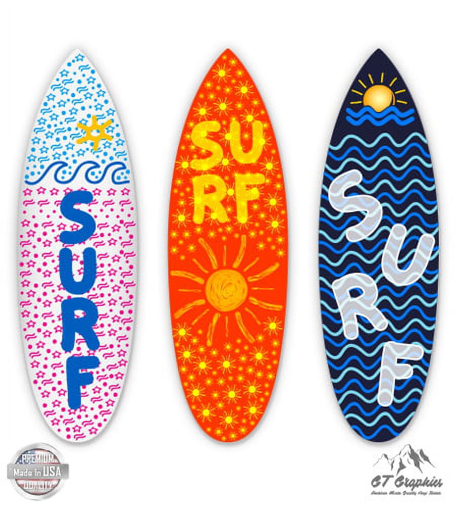 Surfboards Set of 3 10" Each Vinyl Stickers Waterproof Decals