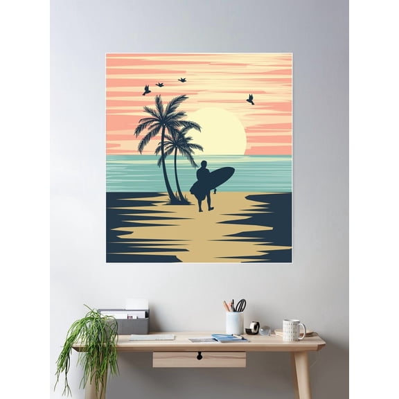 Surfboards Vintage Retro Style Surfing Perfect Beach Souvenir Poster Wall Art Modern Wall Decor For Living Room Bedroom