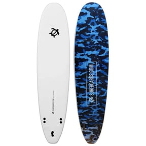 Surfboards.com Ahi 8' Soft Top Longboard Surfboard with 3 Fins and Leash, Blue Camo